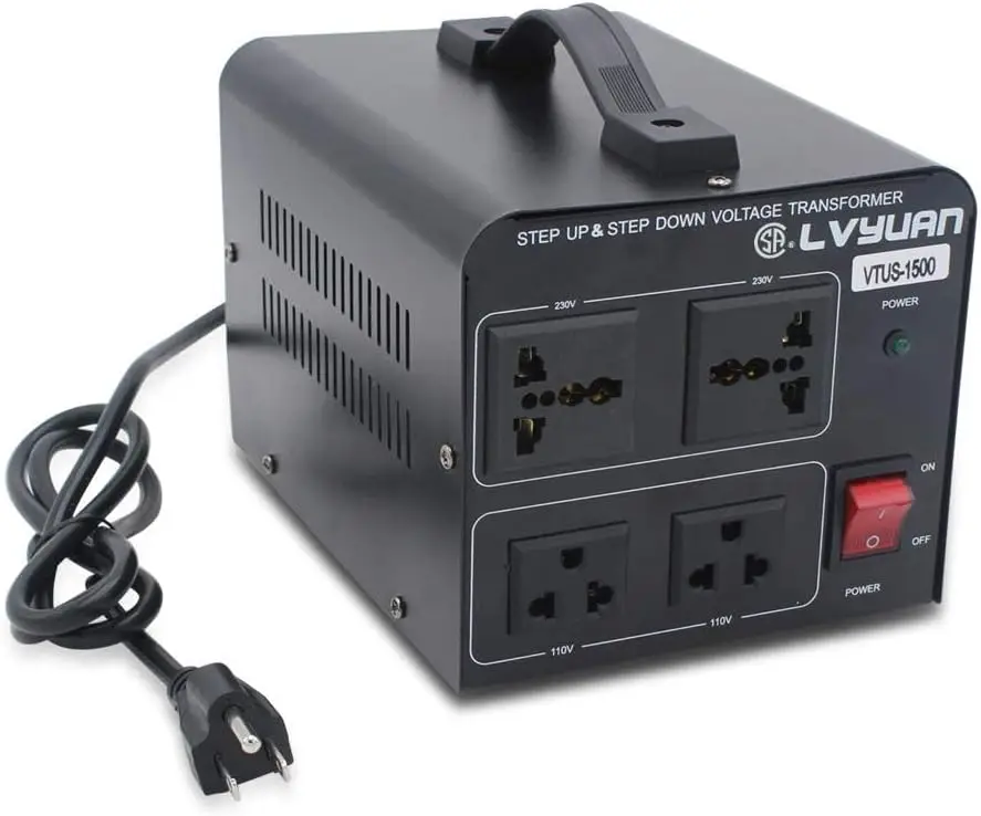 

1500W Voltage Transformer Step Up/Down Converter 110-240V with 2 US & 2 Universal Outlets