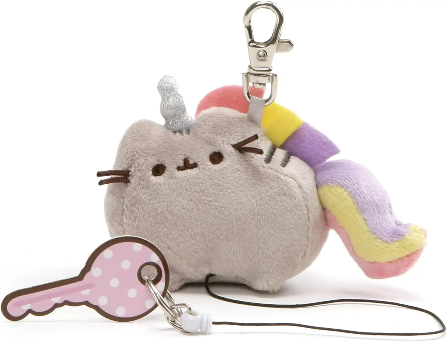 

Magical Unicorn Cat Plush Keychain with Retractable Cord, Soft and Cuddly Toy for Ages 8+, 3 Inch