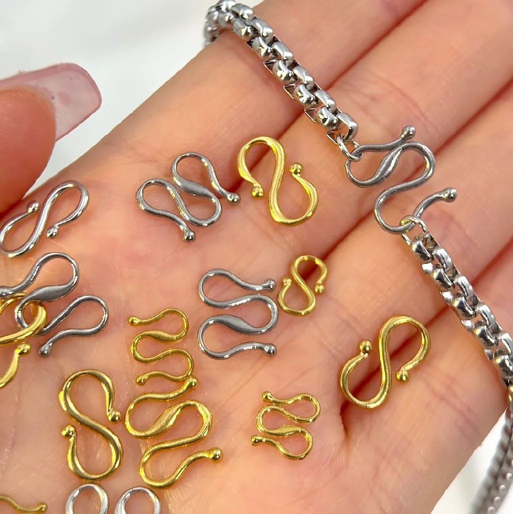 No Fade Stainless Steel M Shape S Shape Necklace Bracelet Clasps Hooks 18K Gold Plated DIY Jewelry Making Accessories Wholesale image 6