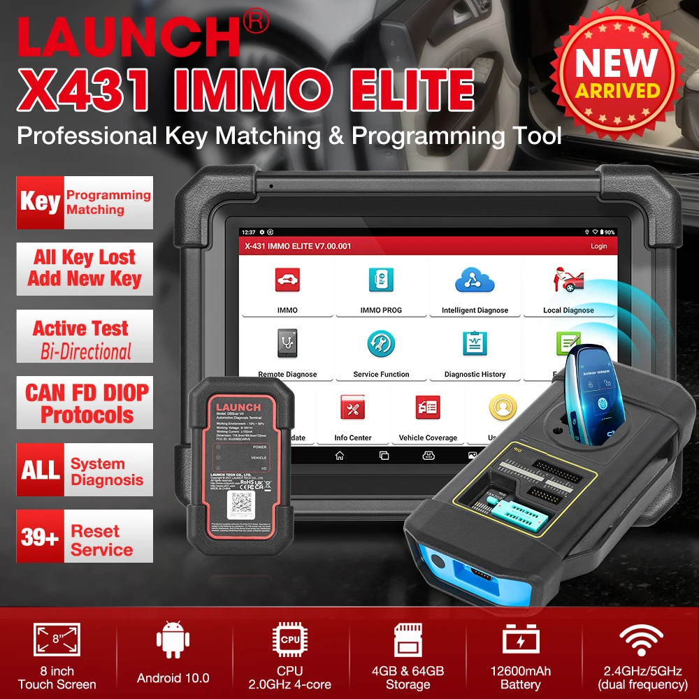 LAUNCH X431 IMMO ELITE Key Programmer Auto Key Tools OBD2 All System Diagnostic Scanner 39 Reset Smart X-PROG 3 Anti-Theft