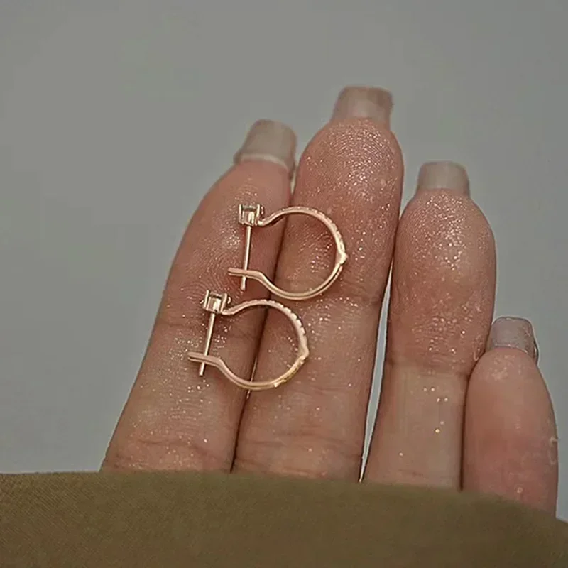 2026 New Women's U-Shaped Earrings Fashion Cube Zirconia Design European And American Style Light Luxury Jewelry Accessories