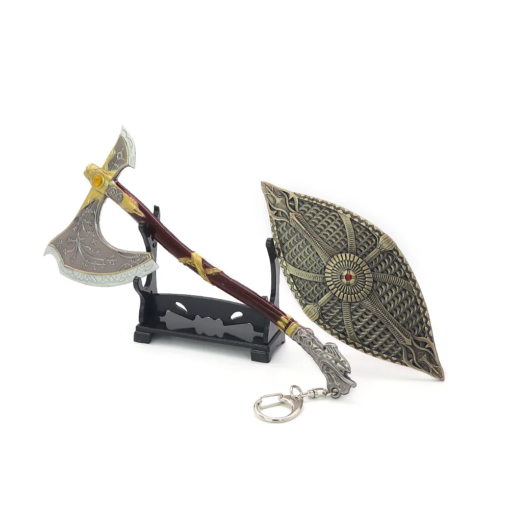 18cm God of War Arme War Beast Axe Shield Ax Kratos Gift Packaging Game Periphery Samurai Weapon Full Metal Cosplay Toys Gift