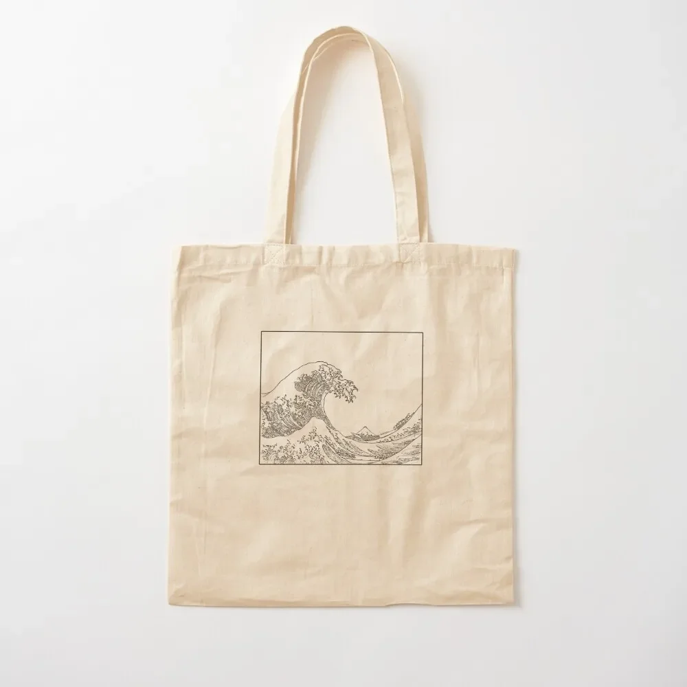 

The Great Wave Off Kanagawa Black ink Tote Bag university shopper bag shopping trolley bag eco pack tote