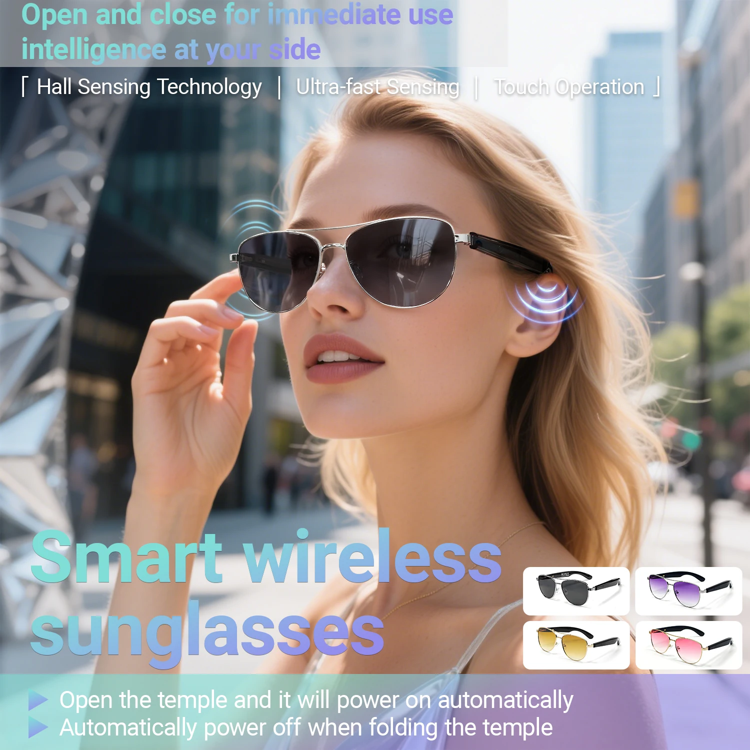 

2025 Smart Glasses BT Call Headphones UV Protective Lenses Connected Bezel Outdoor Sports Sunglasses