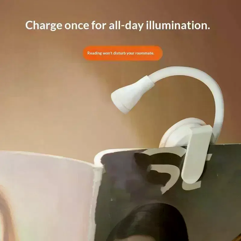 Portable Clip LED Reading Light USB Rechargeable Book Light Clip-on Bed Light Stepless Dimmable Eye Protection Lamp