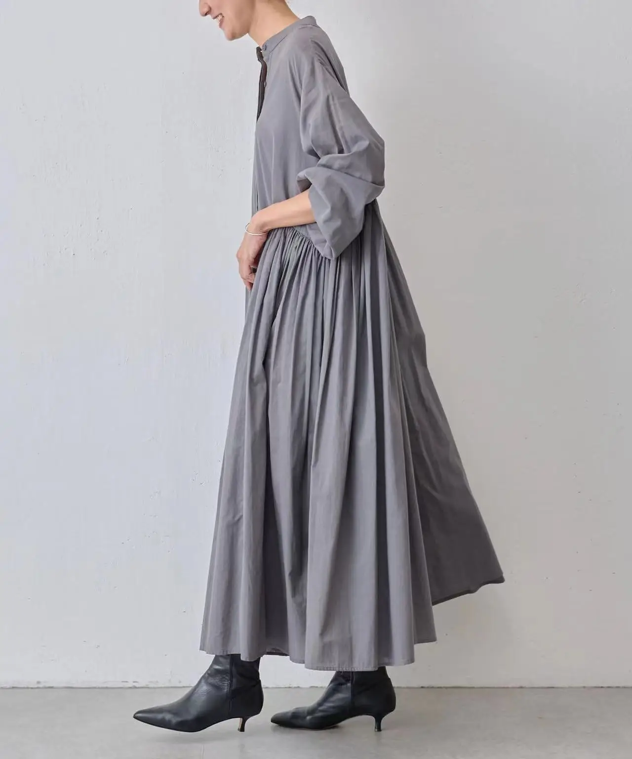 

Women's dress, solid color, loose pleated large hem, long skirt, street clothing, long robe, women's clothing