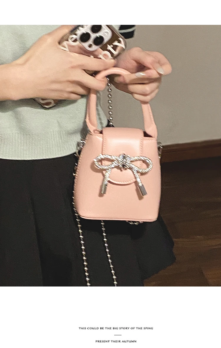 JIAERDI Sweet Bow Y2k Bags Women Summer Vintage Fairycore Aesthetic Messenger Bags Female Harajuku Pink Crossbody Bags Luxury