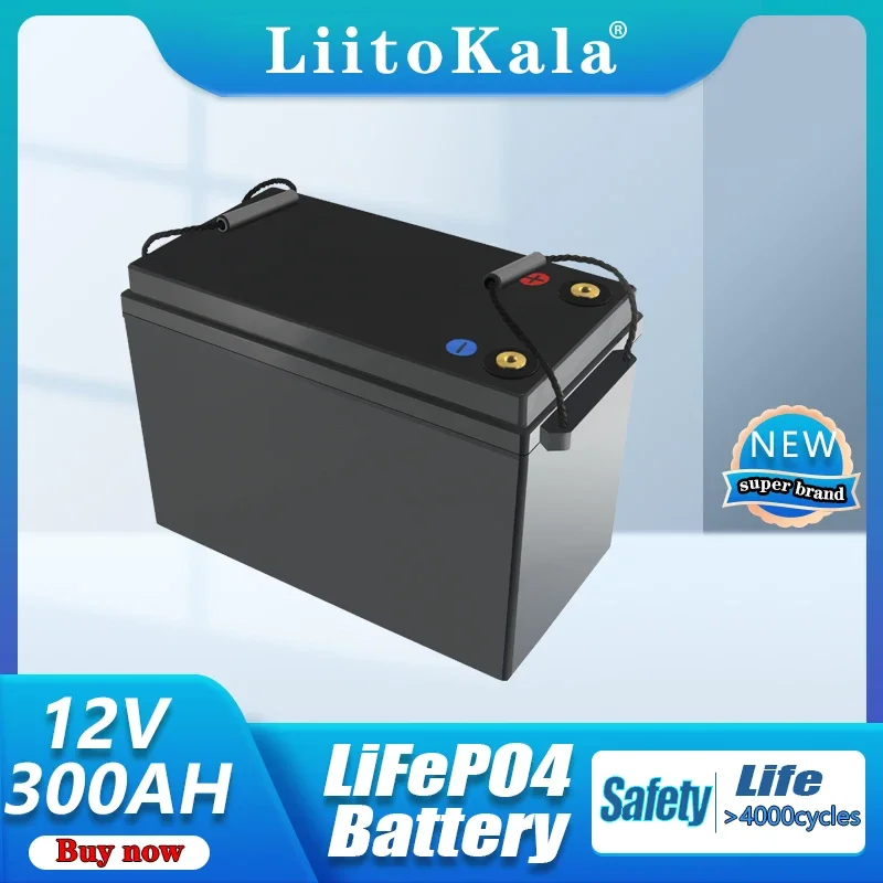 

LiitoKala 12V 300Ah LiFePO4 Battery 12.8V Power Batteries 4000 Cycles For RV Campers Golf Cart Off-Road Off-grid Solar Wind