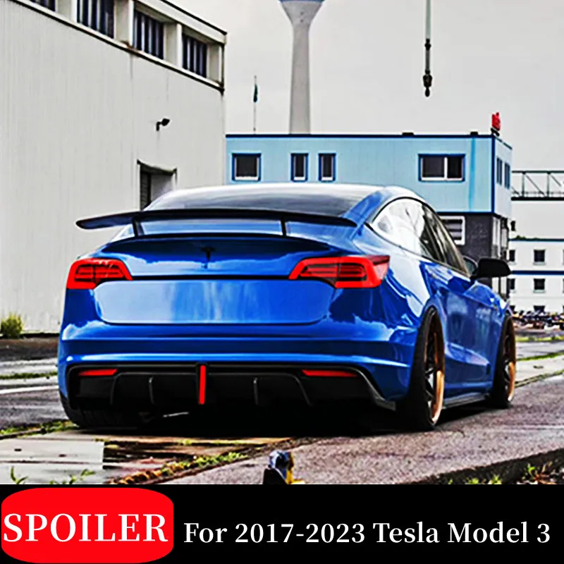 Carbon Fiber Car Rear Trunk Lid Lip Body Kit Spoiler Wings For 2017 18 19 20 21 22 23 Tesla Model 3 Tuning Exterior Accessories