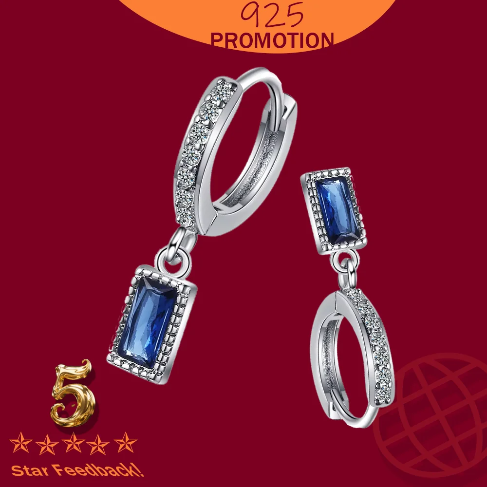 

925 Sterling Silver Earring 2025 New Blue Natural Zircon Stone Drop Earrings For Women Luxury Ethnic Jewelry Crystal Gift