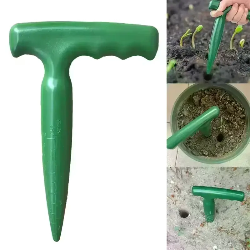 1PC Handheld Clear Scale Garden Hole Puncher Lightweight Digging Planting Tool Seed Sowing Hole Dispenser For Gardening