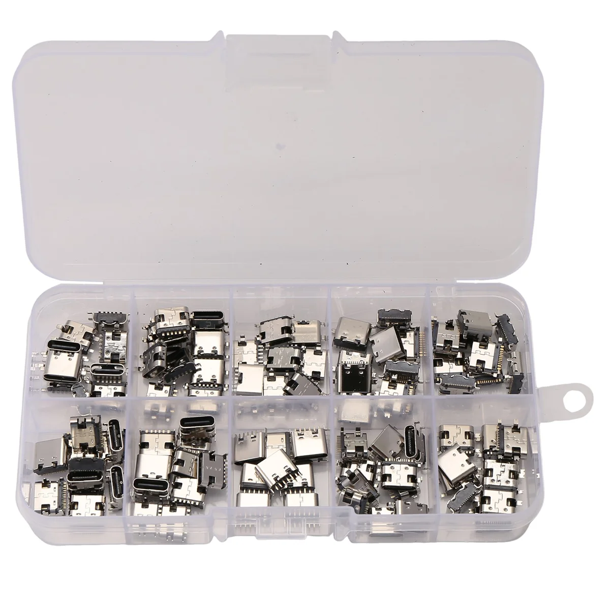 FLLF 100 Buah/Lot 10 Model Konektor Dock Pengisi Daya USB Tipe C Campuran 6Pin dan 16Pin Digunakan untuk Ponsel dan Kit Perbaikan Produk Digital
