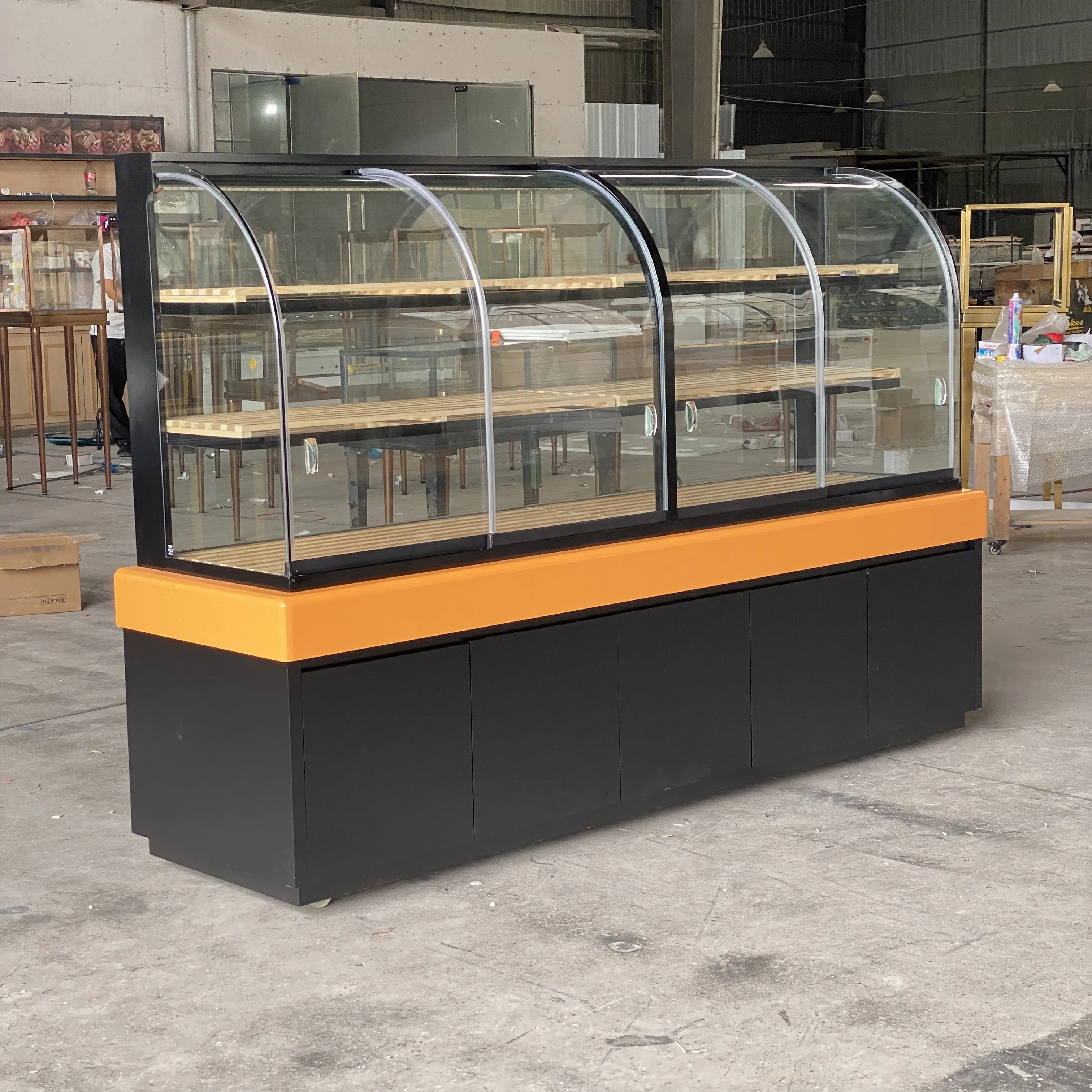 Dry Pastry Display Counter LED Commercial Bakery Merchandiser Case Stainless Steel Frame For Shopping Mall Use Heavy Duty