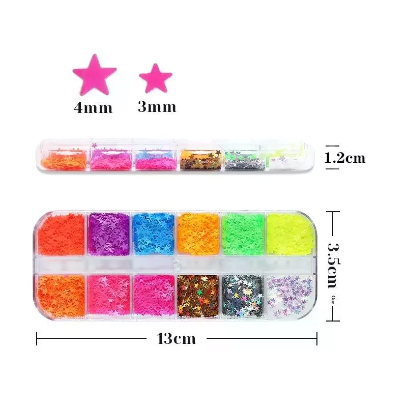 12 Grids Y2K Mini Star Nail Sequins Nail Flakes Accessories Manicure Decor
