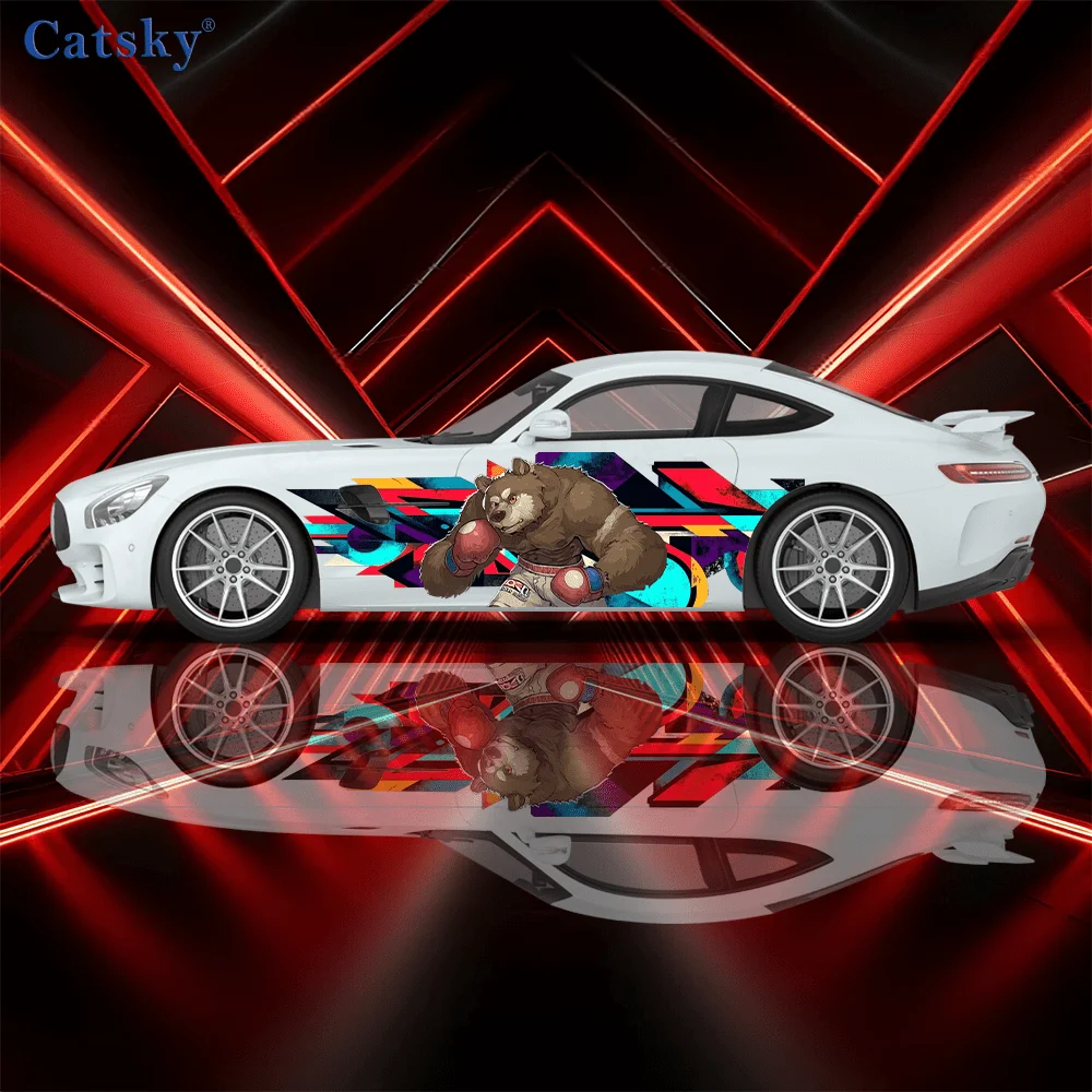

Muscle Bear Pattern Stickers, Car Body Side Decals, PVC Decorations - Universal Fit for All Cars car vinyl wraps