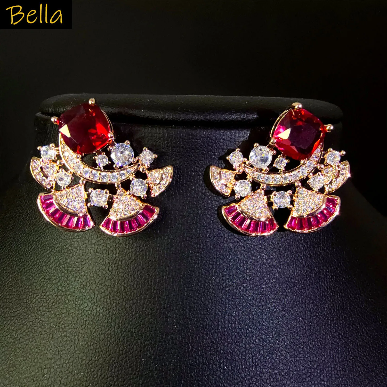 

red green blue stud earrings for women jewelry dinner party
