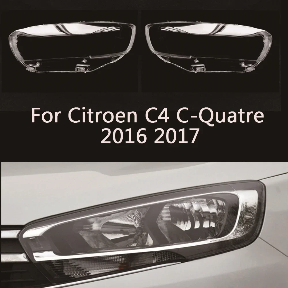 

Car Front Headlight Cover For Citroen C4 C-Quatre 2016 2017 Lens Glass Headlamps Transparent Lampshad Lamp Shell Masks