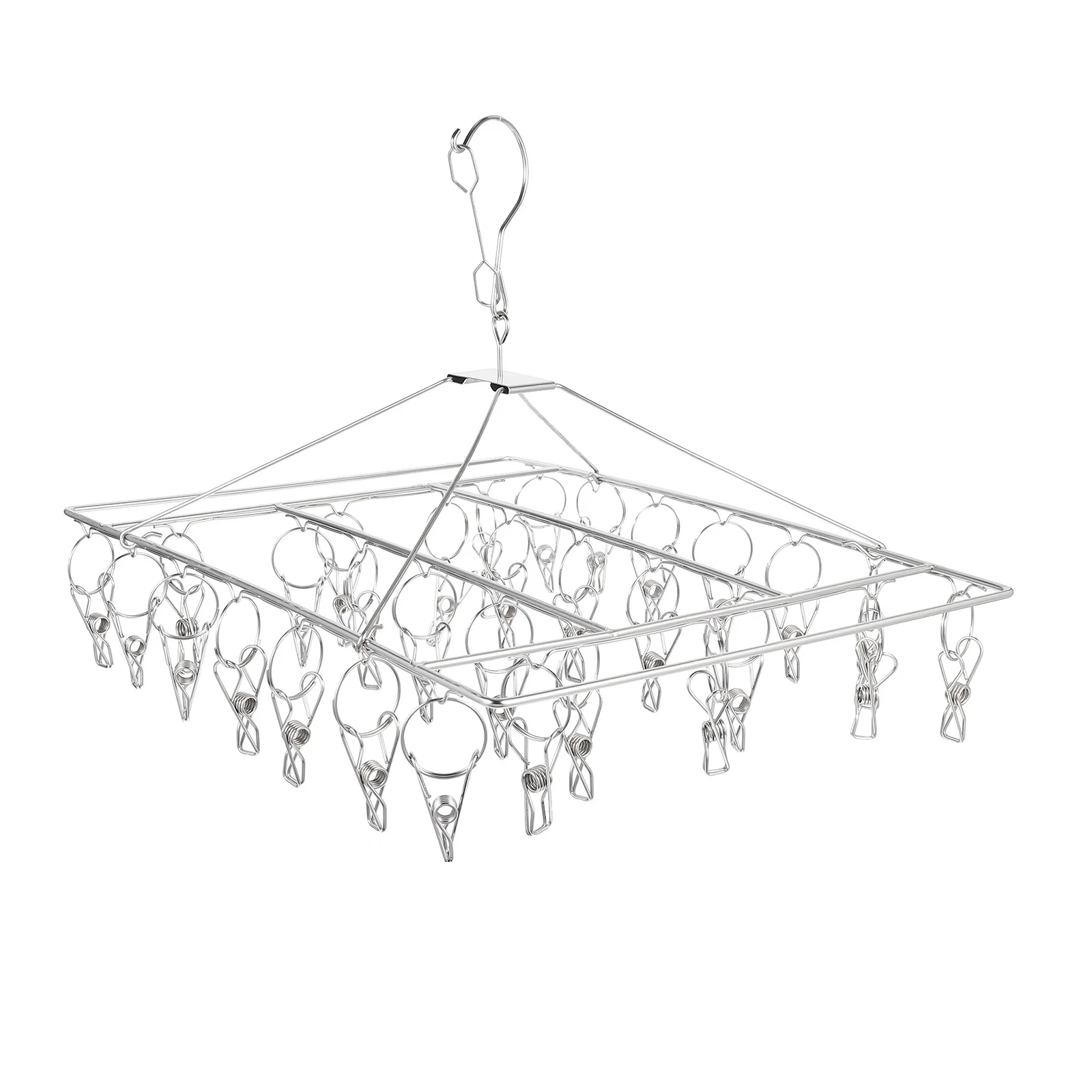 1Pcs Multi-Zweck Kleiderbügel Edelstahl Trocknen Rack Clips Socken Winddicht Clips Wäsche Rack Balkon Trockner Organizer