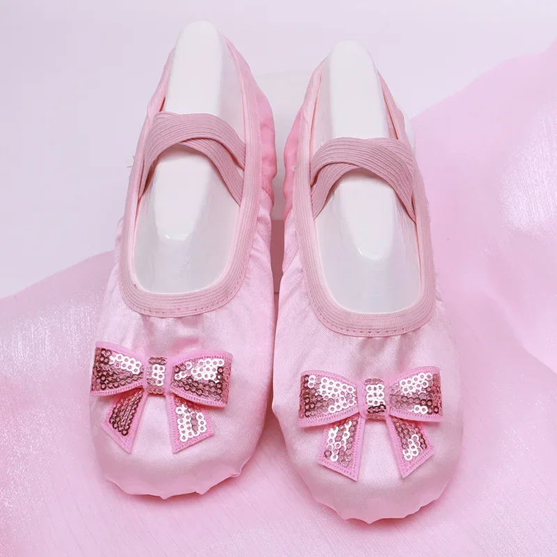 Ballet Shoes for Girls Satin Soft Sole Dance Girls Kids Dance Slippers Female Solid Color Ballet Yoga Gym Dance Shoes