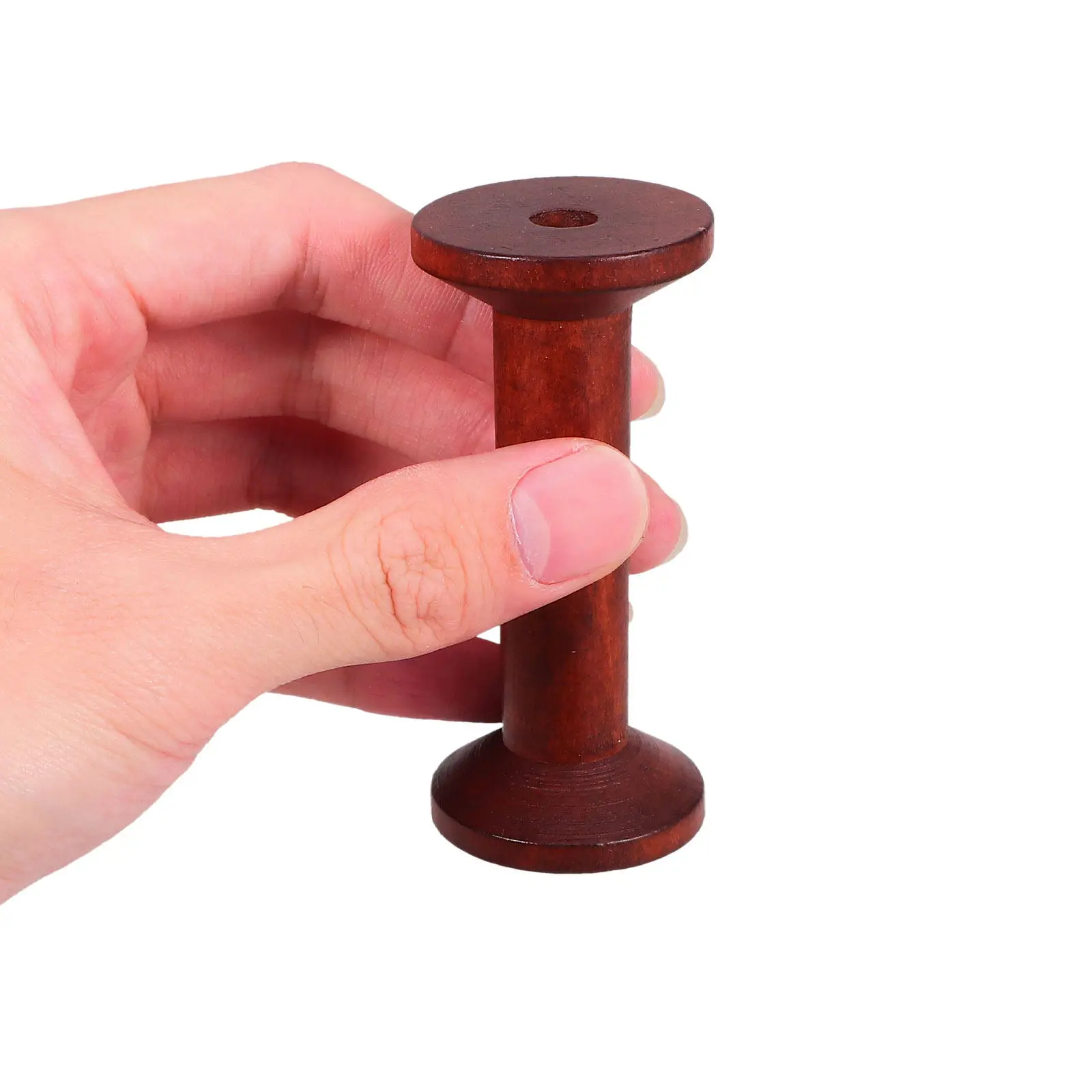 5Pcs Hollow Wooden Spools Craft Bobbins for Embroidery Yarn Wire Weaving Ribbon Thread Organizer Small Bobbin Holders