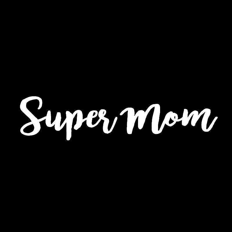 Fashionable PVC Car Sticker Text Super Mom Car Sticker Decal Graphic Decoration Sunscreen Accessories Black/White, 16cm*4cm