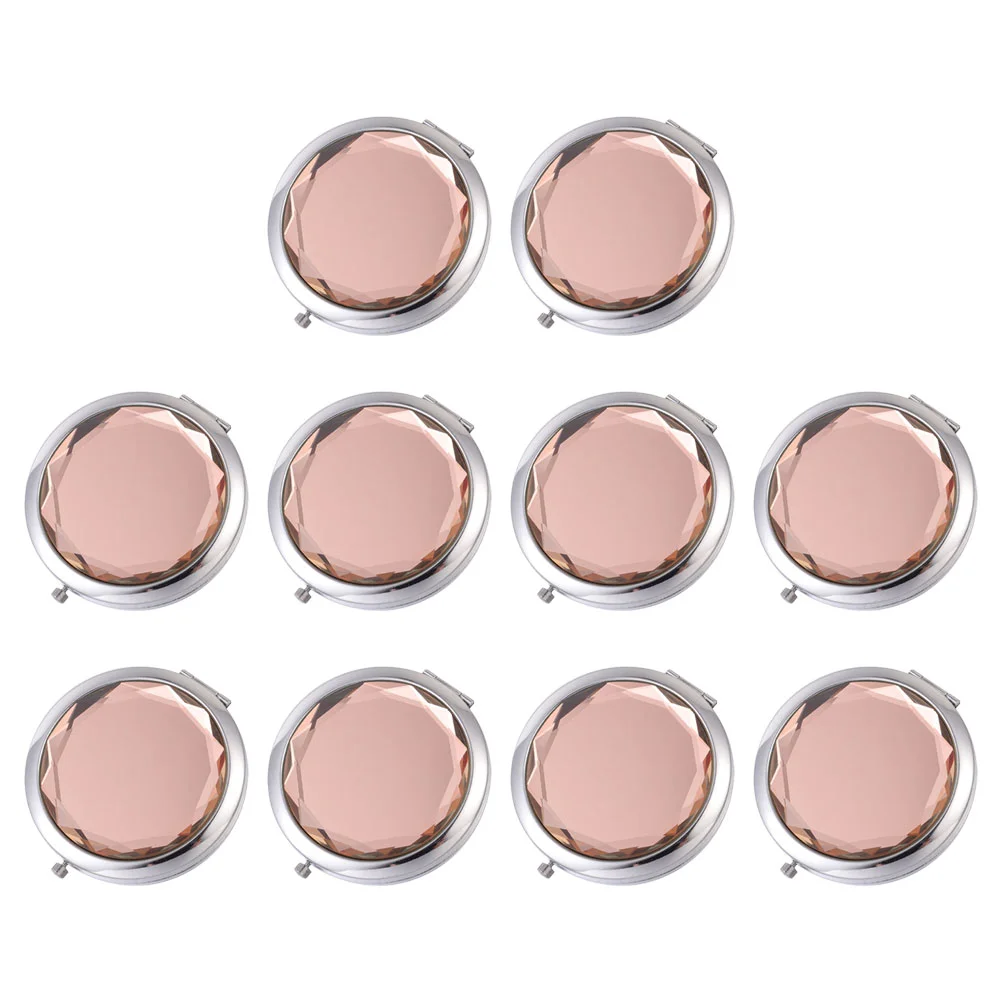 10 Pcs Folding Vanity Mirror Travel Makeup Pocket Double Side Compact Handheld Portable