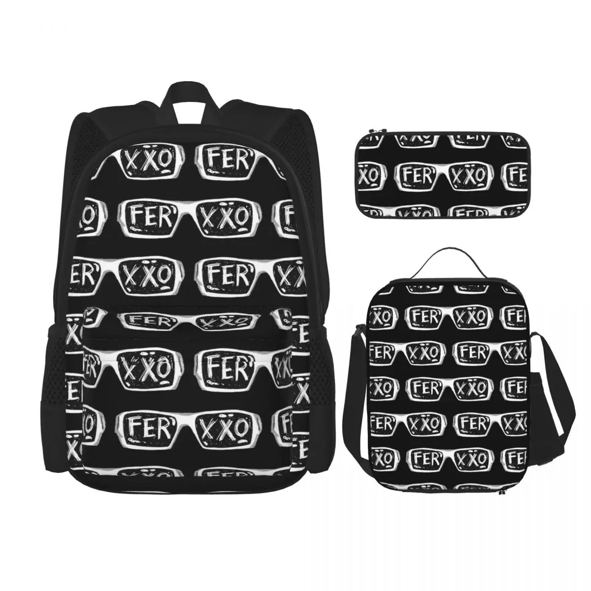 

Ferxxo Glasses - Feid Logo Classic Sticker Backpacks Students School Bags Kids Rucksack Lunch Bag Pen Bag Three-Piece Set