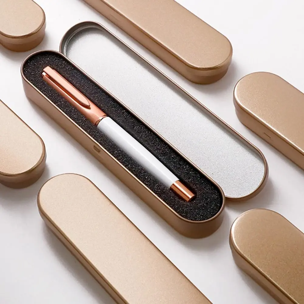 Portable Metal Tin Box Rectangular Multifunctional Pencil Case with Sponge Lining Stationery Box School Office
