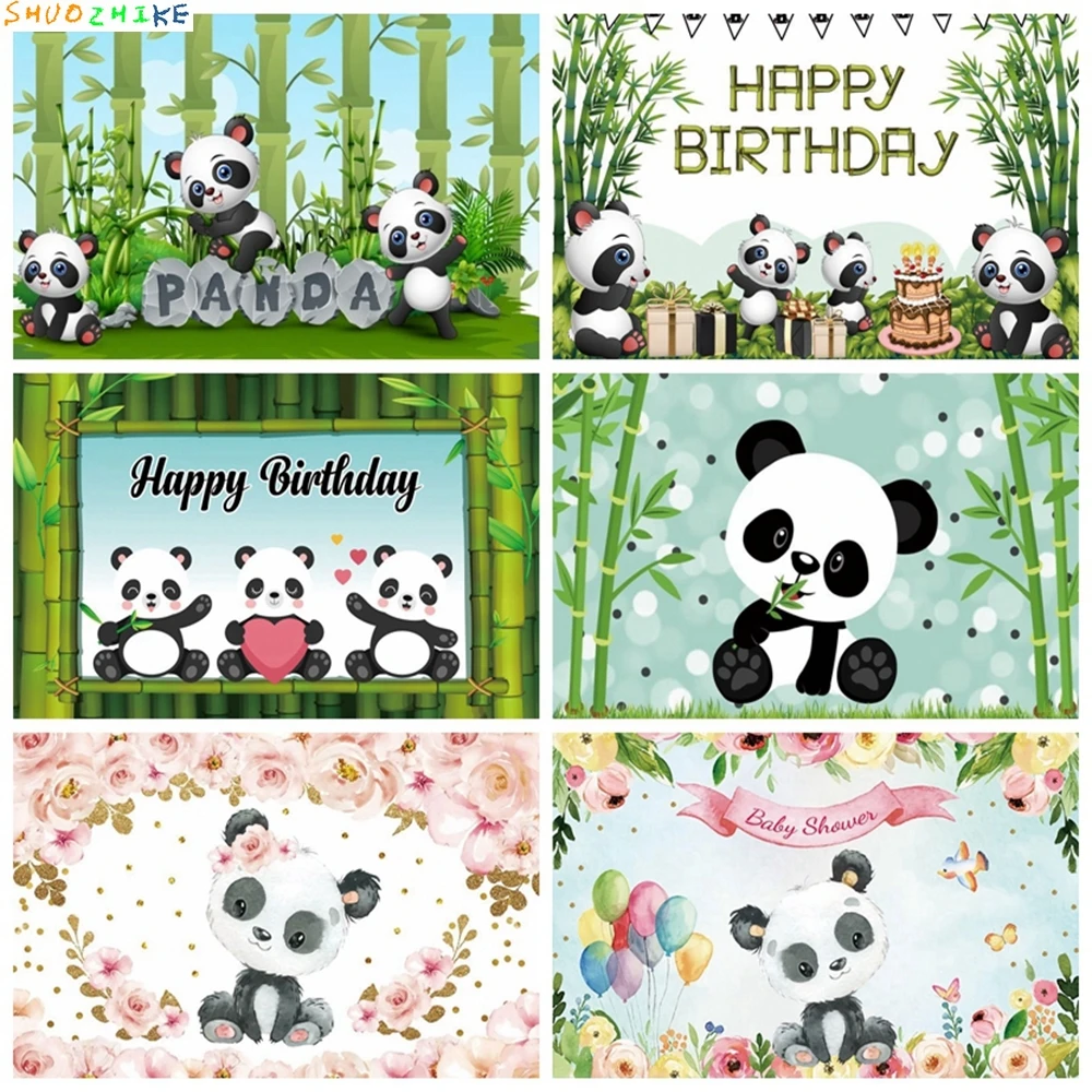 Panda-Hintergrund, grüne Bambusblumen, Neugeborene, Babyparty, Kindergeburtstag, Party, Fotografie, Hintergrund, Dekoration, Fotostudio-Requisiten