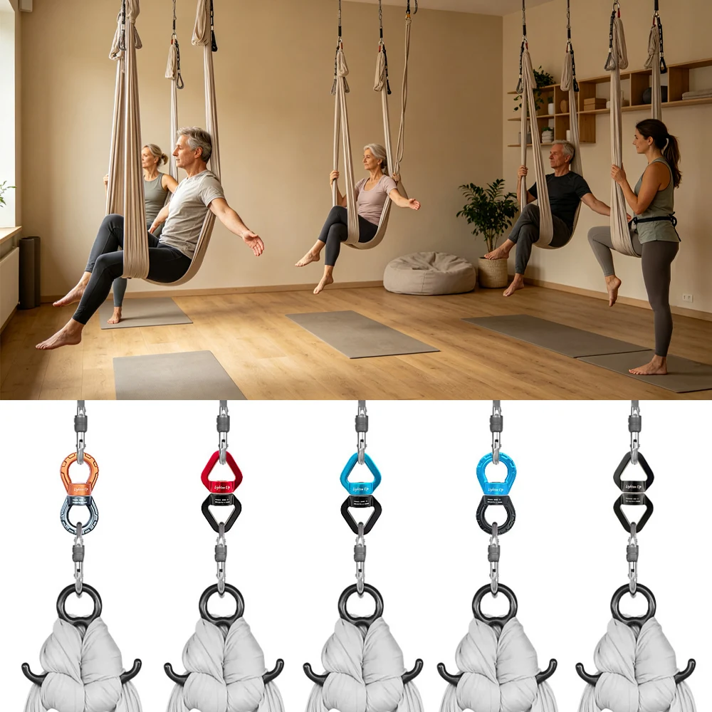 1PC 30kN Swivel Carabiner, 360° Rotation Swing Swivel Hanging Device - for Aerial Yoga Silks, Lyra Hoop, Climbing Ropes, Hammock