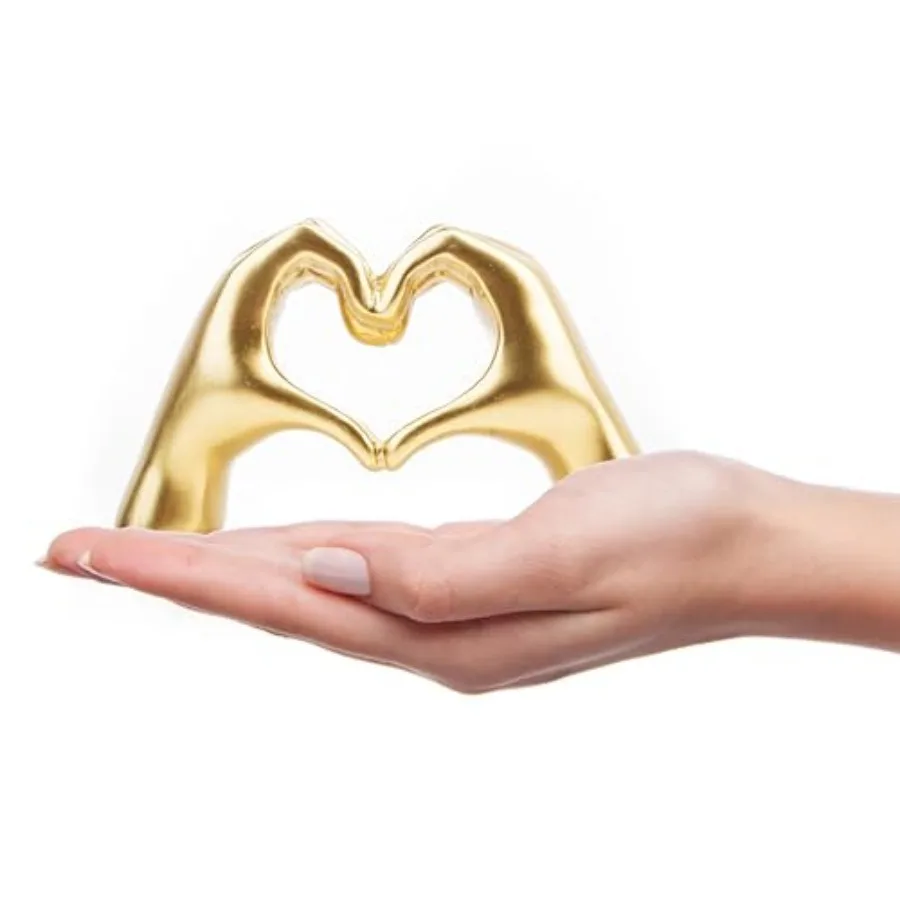 

Small Heart Hands Sculpture Decor for Living Room Bedroom Bookshelf Coffe Table and Office Display, Love Finger Statue Modern A