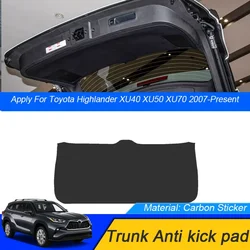For Toyota Highlander XU40 XU50 XU70 2007-Present Car PU Leather Mat Anti-kick Cushion Trunk Weather Dustproof Tailgate Sticker