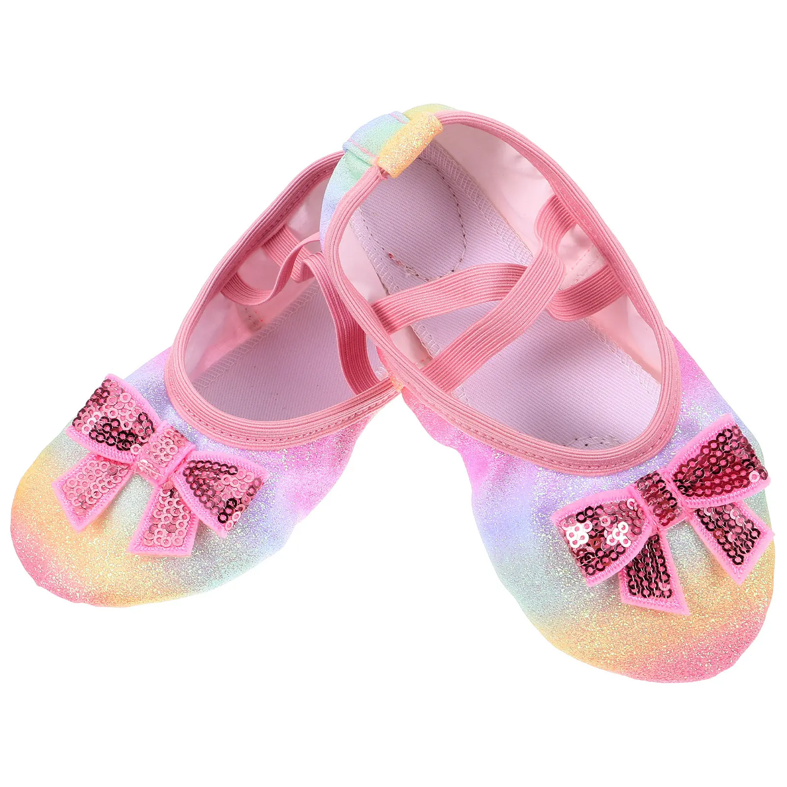 1Pair Ballet Shoes for Girls Non Slip Kids Dance Practice Shoes Comfortable Breathable Bowknot Design Toddler Ballet Gift