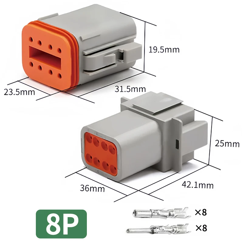 DT06-8S & DT04-8P 8-Pin Deutsch Type DT Series Waterproof Connector - Heavy Duty Automotive Plug for Truck Wire Harness T&I Online Store