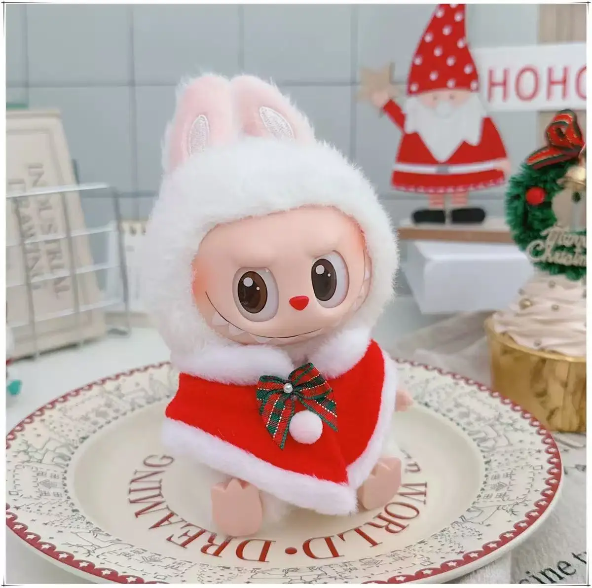 

Doll Clothes For 15-17CM Labubu Clothing Merry Christmas Hat Scarf Elk Snowman Set Mini Plush Doll Accessory New Year Dress Gift