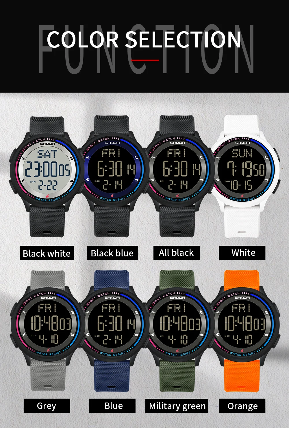 SANDA الرجال LED ساعة عسكرية رقمية رجل الساعات الرياضية في الهواء الطلق 5Bar مقاوم للماء ساعات المعصم ساعة الذكور Relogio Masculino-25 #6