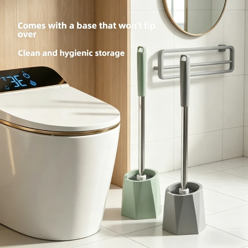 

Щетка для унитаза с длинной ручкой и подставкой, пластиковая щетка для чистки унитаза с защитой от брызг, аксессуары для ванной комнаты