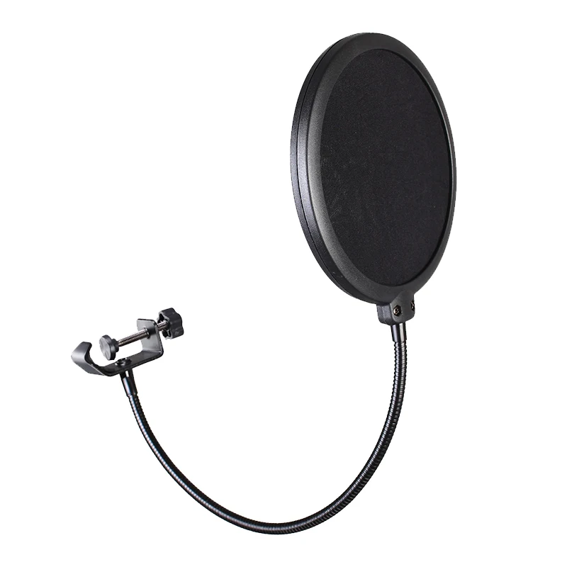 

Yinyu Professional Dual Layer Microphone Pop Filter Wind Screen with 30cm Strong Goose Neck & C-Clamp for Studio Recording Broad