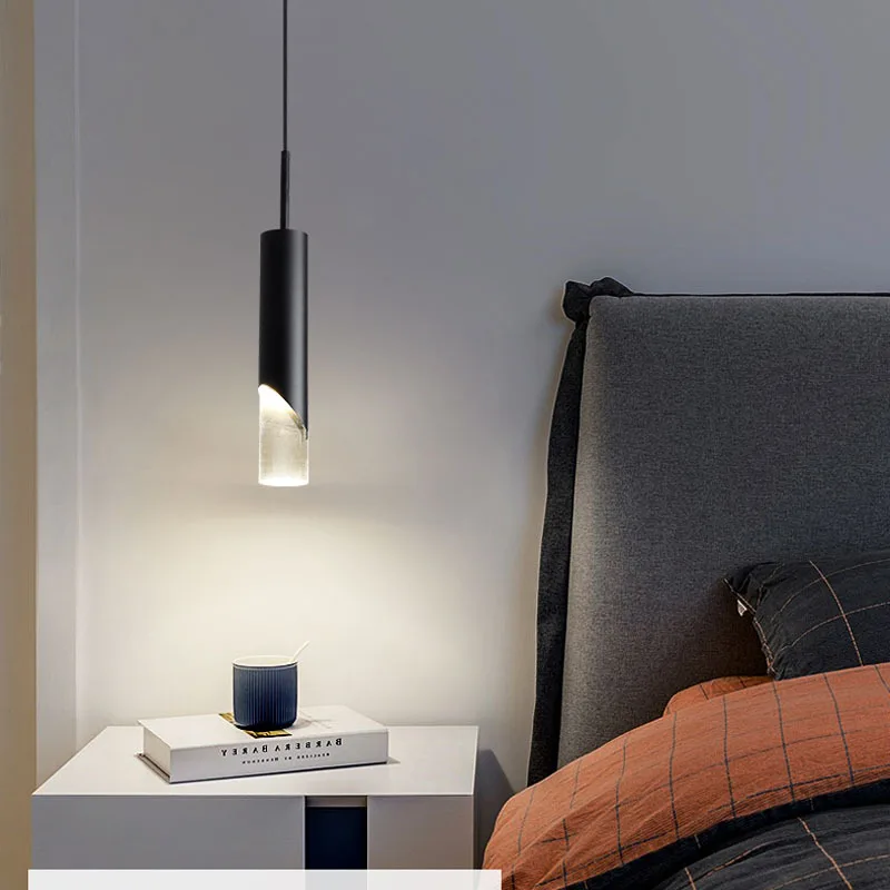 Modern Led Long Pendant Light Fixture Tube Lighting for Bedroom Living Room Dining Bedside Hanging Lamps Line Bar Lighting Decor