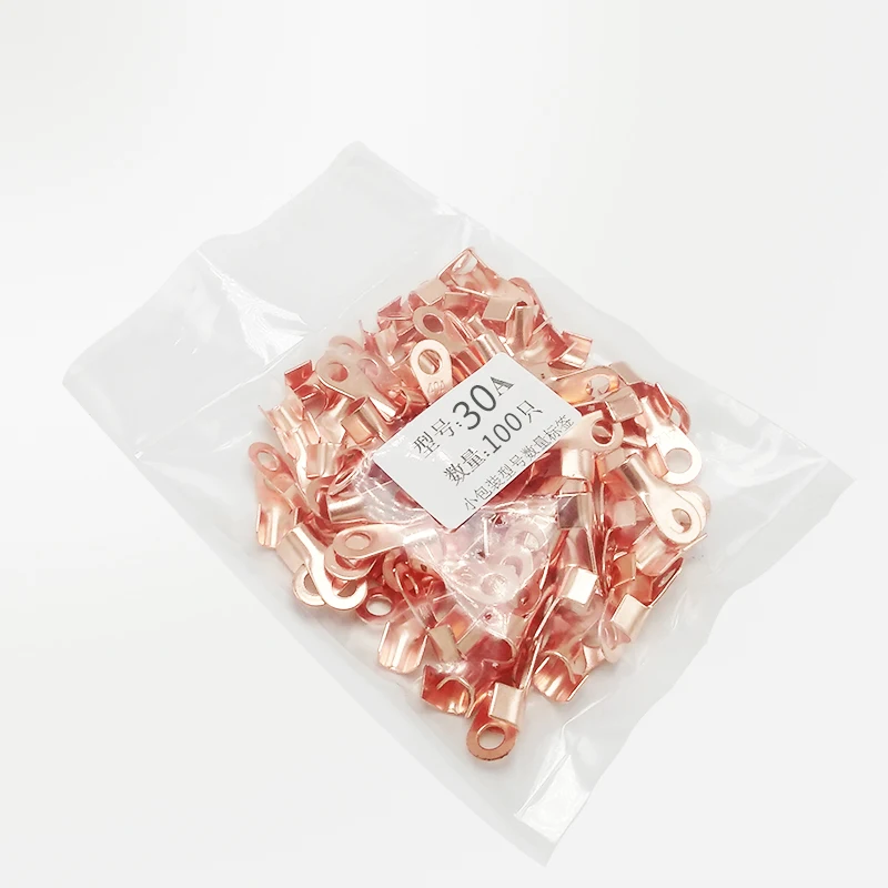 50 قطعة OT-30A 30A 6.2 مللي متر الأحمر النحاس التعميم لصق محطة مفتوحة الأنف العروات سلك موصل ل 2.5-6 سلك 30A قدرة