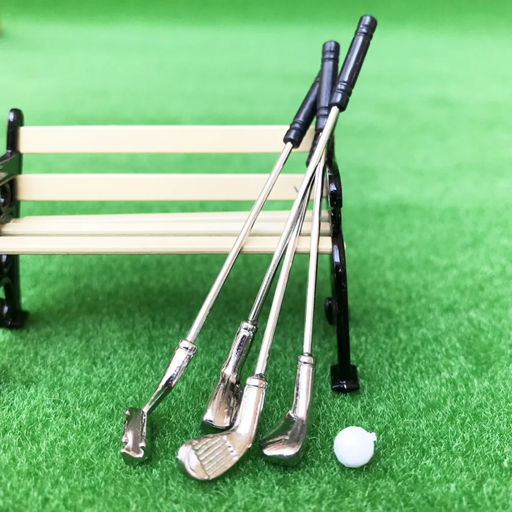 1 Set of Mini House Decor Simulation Decorative Miniature Cute Alloy Golf Clubs Craft Furniture Adornment