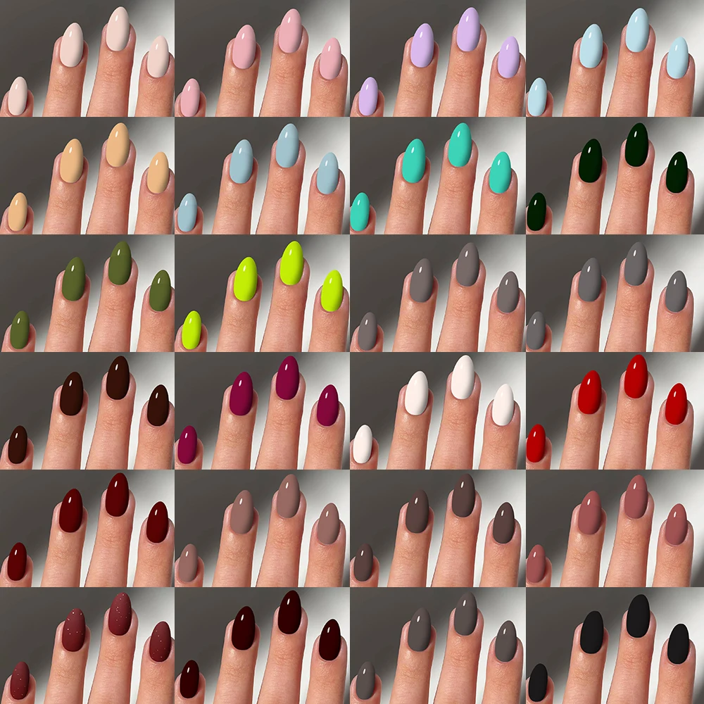 

288pcs/box (12 mixed) Short ellipse Glossy Solid Color tips Press On Nails Perfect Fit Acrylic False Nails set, Includes 4pc Jel