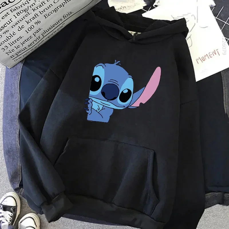 Lilo and Stitch Hoodies for Women\'s Sweatshirt Cartoon Stitch Graphic Hoodie Female Casual Long Sleeves Streetwear Clothing Tops