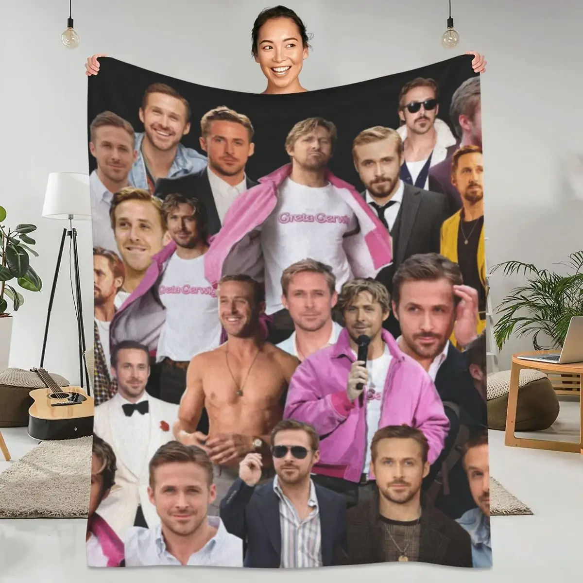 Barbenheimer Film Warm Soft Blankets Ryan Gosling Actor Photo Picnic Bedding Throws Custom Flannel Bedspread Sofa Bed Cover