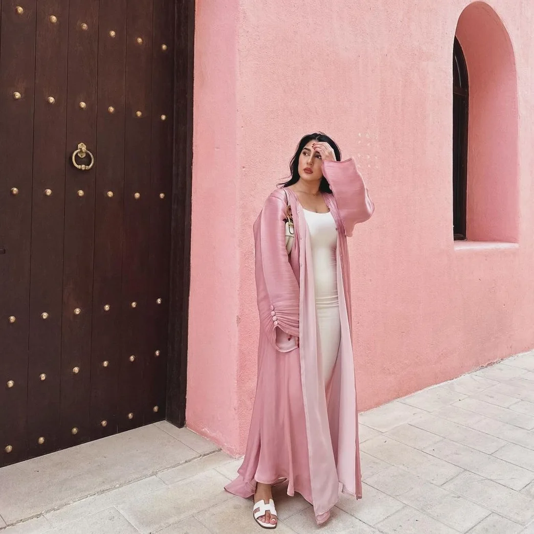 Roupas femininas da moda marroquina do oriente médio, robe árabe islâmico muçulmano, abaya dubai, vestido de seda brilhante, roupa de luxo dubai