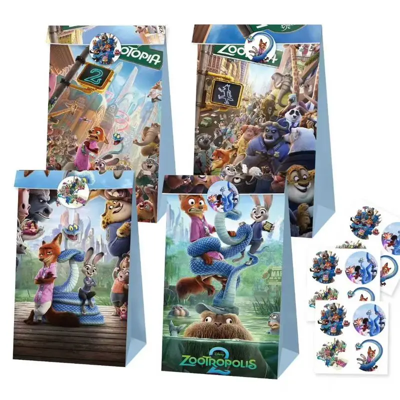 Zootopia2 12/24 قطعة مجموعة جودي هوبس أرنب نيك وايلد الثعلب كاندي ورقة حقيبة شنطة هدايا شخصيات كرتونية عيد ميلاد التفاف الحقيبة هدية #6