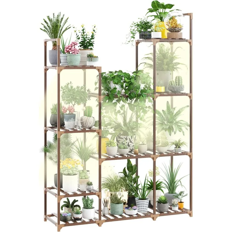 

Wood Plant Stand With Grow Lights Indoor Plants Outdoor Corner Plant Shelf Flower Stands (11 Tiers)