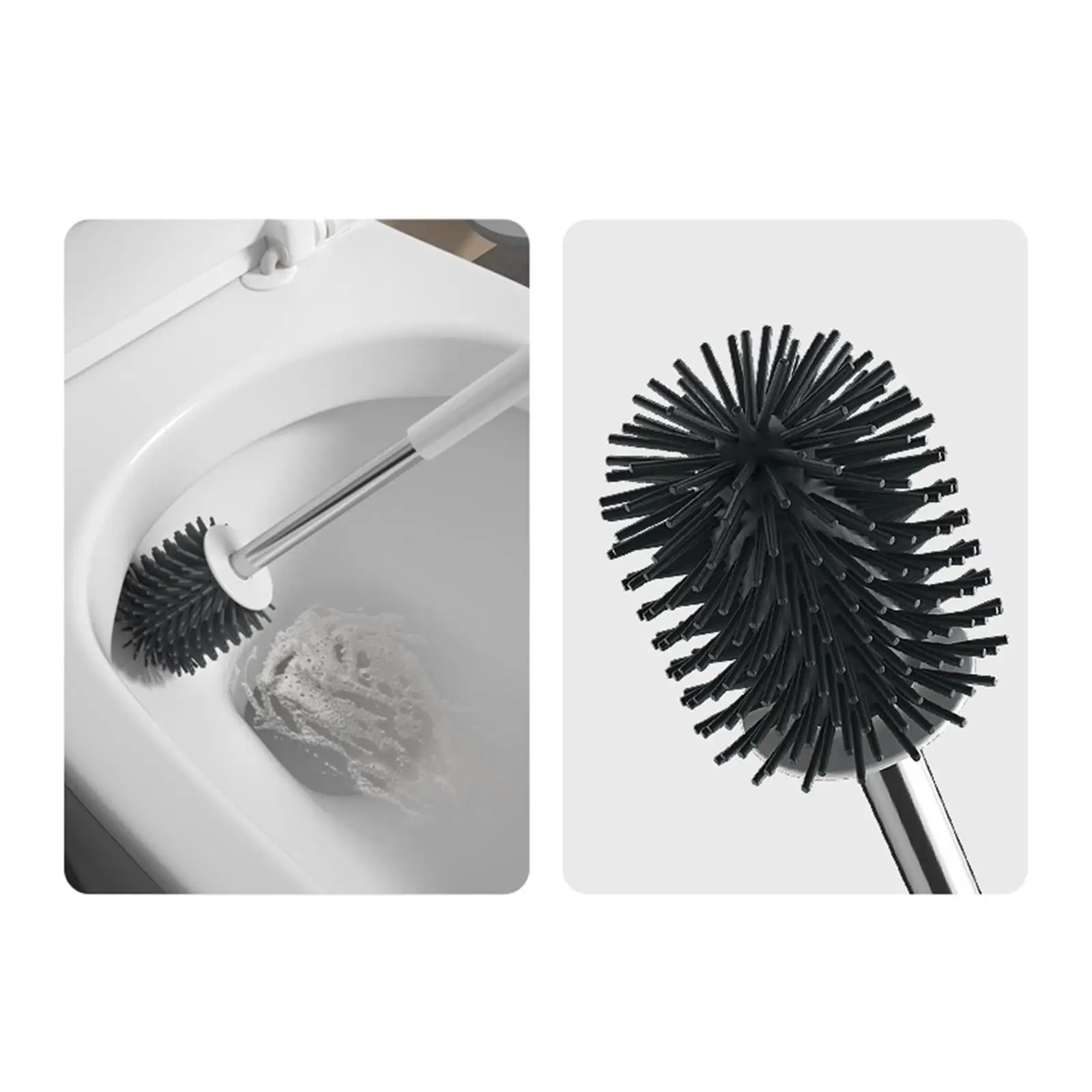 Toilet Brush and Holder Quick Dry Soft Tpr Bristles, WC Accessories for