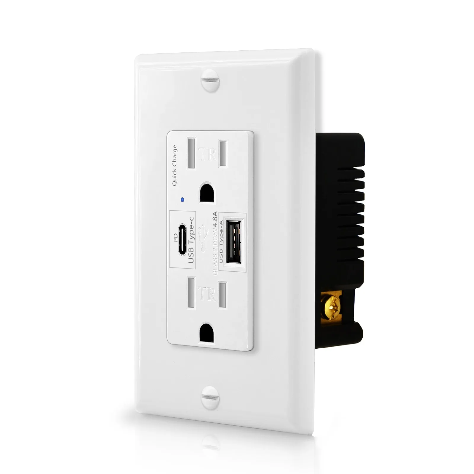 10PK US Wall Power Socket with USB Type C Quick Charge 15A Receptacle 4.8A Standard Panel Tamper-Resistant  QC3.0