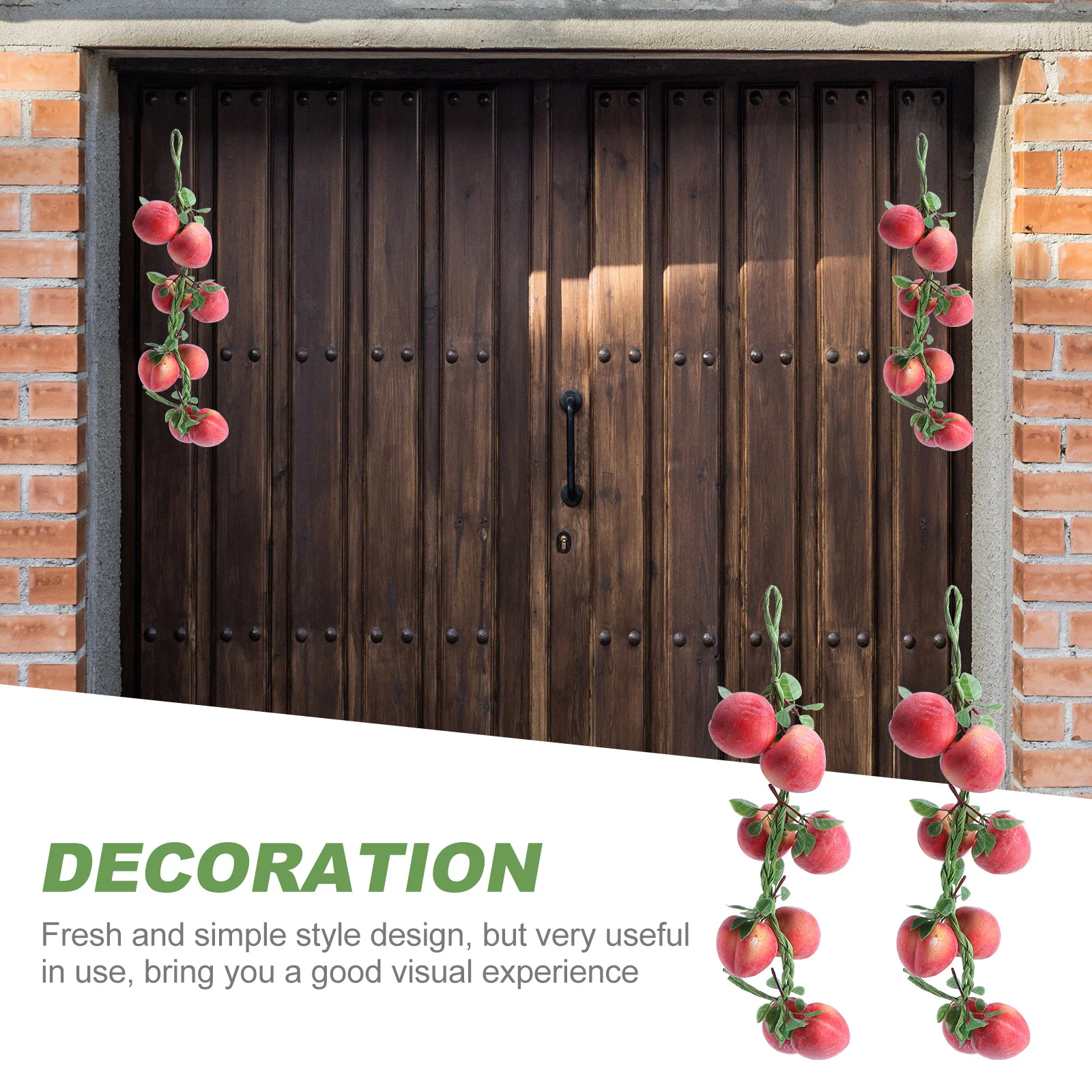 2 قطعة زخرفة معلقة الخوخ محاكاة زخارف الفاكهة وهمية للمنزل حفل زفاف صور الدعائم قلادة الخوخ الحرفية #2